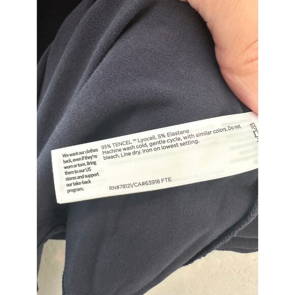 EILEEN FISHER | Navy Blue Cap Sleeve Drawstring Tencel Lyocell Top | XL - Picture 6 of 6